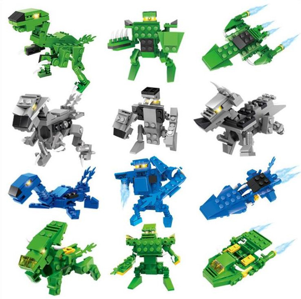 Dinosaur building block toys Surprise Twist Eggs 3 in 1 fighters building block Sets Kids toy Bricks