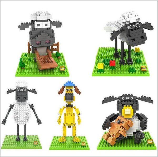 5pcs/lot LOZ Diamond Building Blocks Shaun the Sheep Series Kids 3D Puzzle Bricks Toys Children's Intelligence Toys