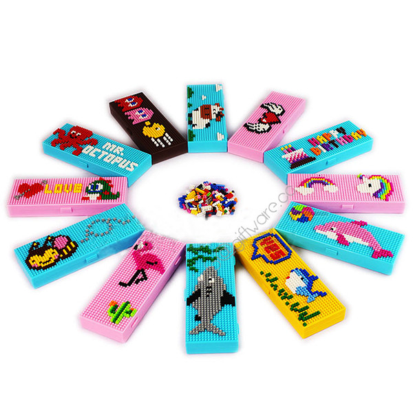 Cartoon Building Blocks Pencil Cases Stationery Box Boys Girls Marvel Animals Unicorn Building Blocks School Stationery Holder