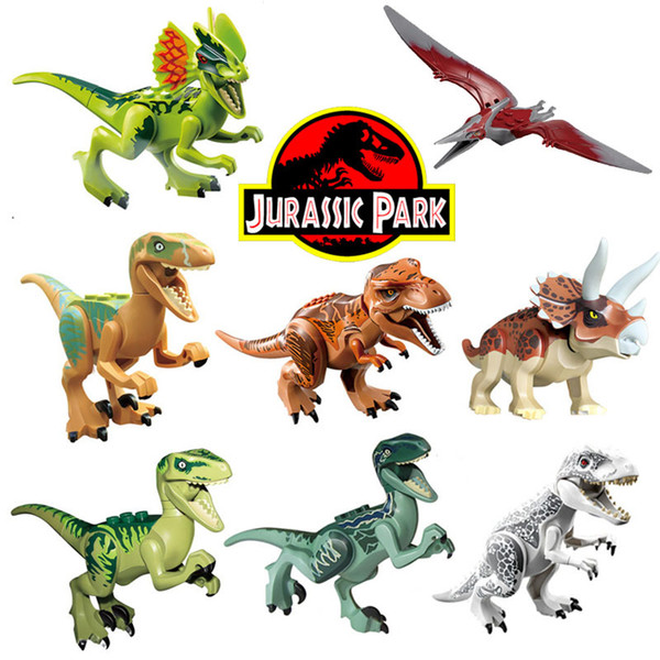 Jurassic Dinosaur Bricks Figure Animal Wild World T-Rex Echo Pterosauria Triceratop Indomirus Rex Building Block Toy for Boys