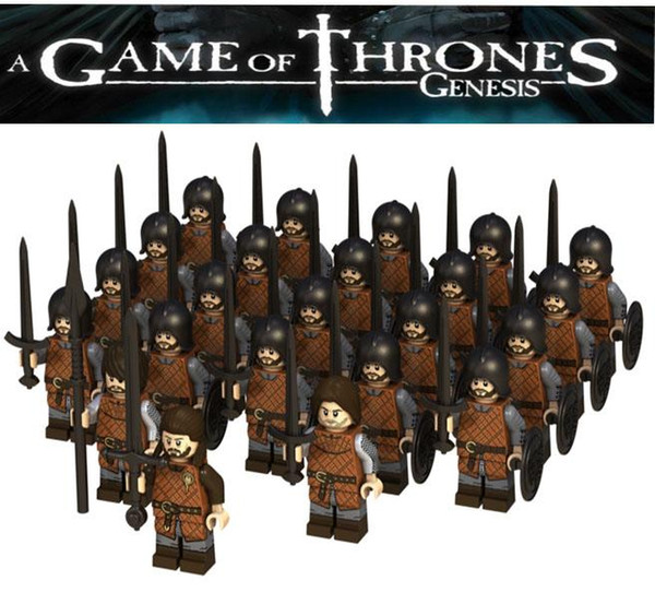 Mini Figures DR.TONG Game of Thrones Action Figure Eddard Stark Spear Infantry Building Blocks Bricks Toys for Children