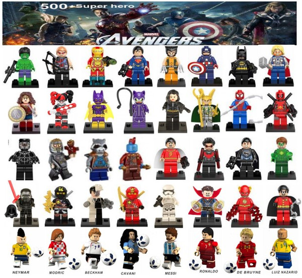 minifigures Super Heroes Avengers Ironman Deadpool Logan Superman Batman World Cup Messi Neymar Ronaldo Mini Figures Building Blocks