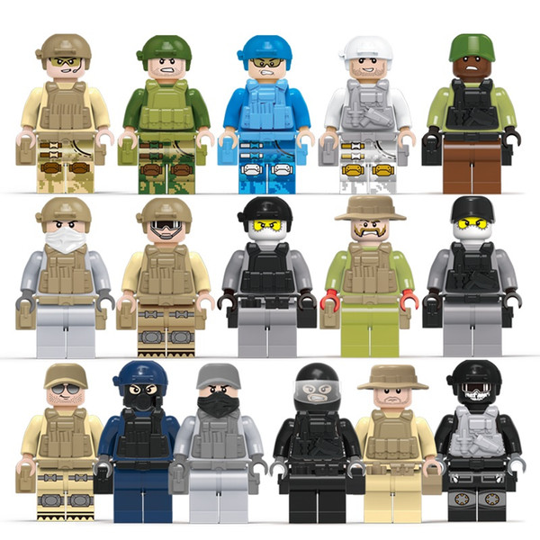 Free wholesale blocks toy military boy role game for kids birthday gift one set 16pcs