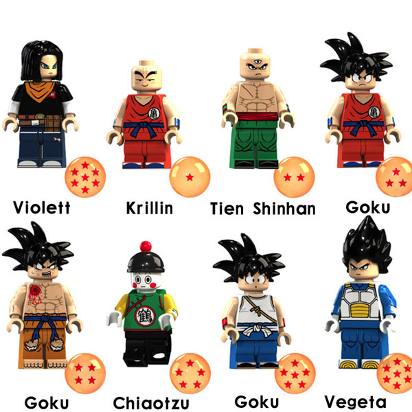 480psc/lot Dragon Ball Z Anime Action Figures Goku Vegeta Violett Krillin Building Blocks Cartoon Toys for Children