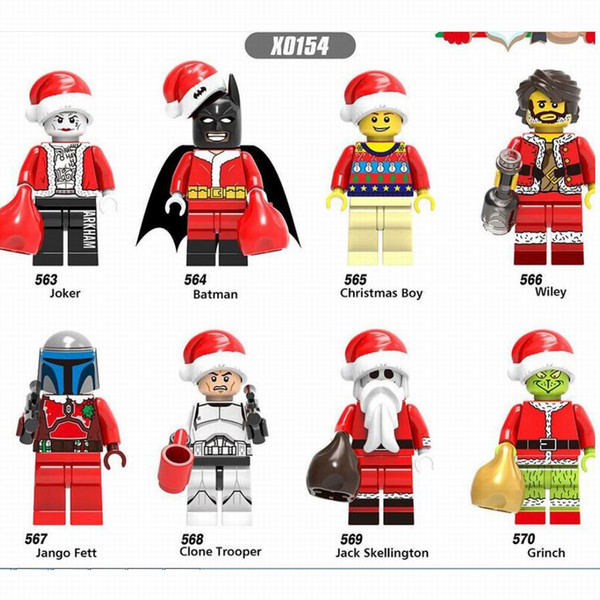 Marvel DC Comics Merry Christmas Boy Super Heroes Joker Wiley Jango Fett Jack Skellington Building Blocks Bricks Educational Toy Ornaments