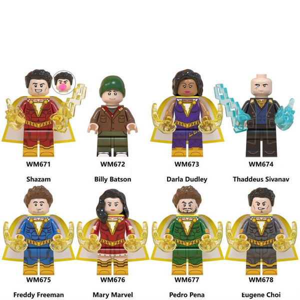 Shazam Freddy Freeman Black Adam Billy Batson Mary Marvel Eugene Choi DC Super Heroes Building Blocks Kids Toys Figure wm6058