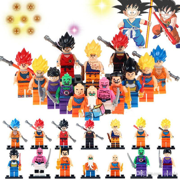 8 HEROS Dragon Ball Z Building Block SON GOKU PICCOLO MAJIN BUU SON GOHAN YAMCHA KARILLIN Puzzle Sayayin Toys Vegeta Master ROSHI Bricks