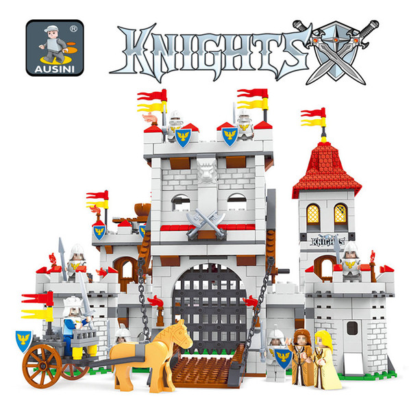 AUSINI 27110 Knights castle series building block set Kids DIY Educational Creative Model Bricks Toys for children