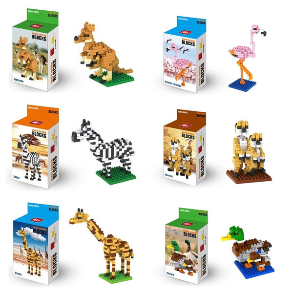 INS Cute Cartoon Flamingo Decoration Alomic Building Blocks Bricks Mallard Zebra Giraffe Kangaroo Childrens Kids Toys 934