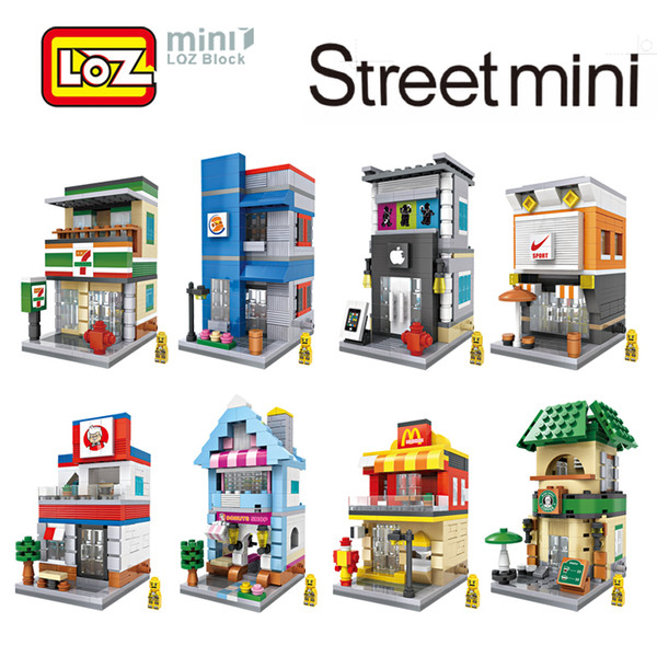 LOZ Mini City Street View Scene Mini Building Blocks Coffee Shop Retail Store Architectures Models & Building Toy