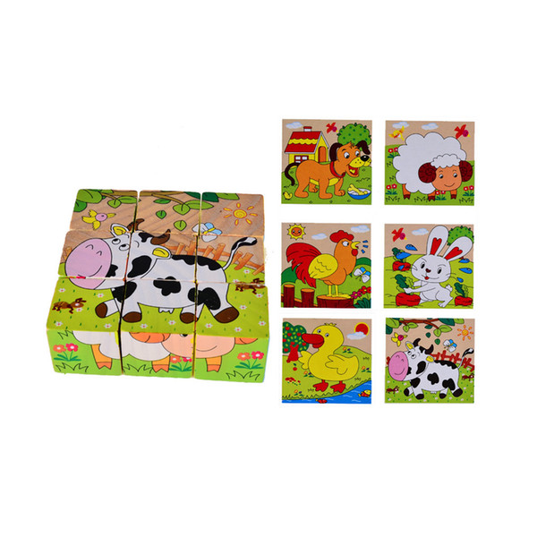 puzzle discount BOHS Children Kids Cartoon Six Sides Painting Blocks, Two in One, 1SET=9Parts=6Patterns puzzle discount