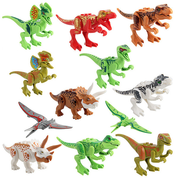 12Pcs Dinosaurs of block puzzle Bricks Dinosaurs Figures Building Blocks Baby Education Toys for Children Gift Kids Toy TO908