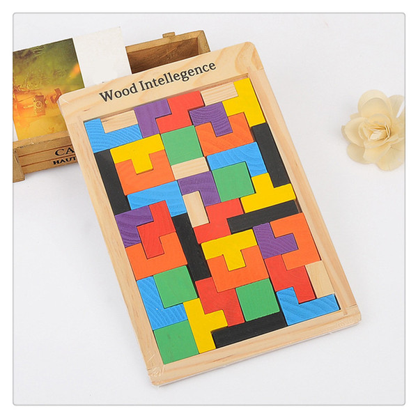 Wholesale Emorefun Qin Colorful Wooden Tangram Jigsaw Building Blocks Game Tetris Puzzle for Kids Toy High Quality Hot Sale