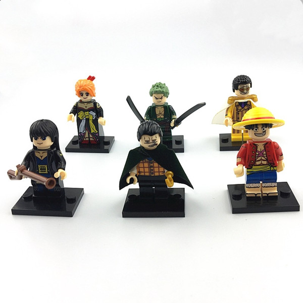 ONE PIECE Figures blocks Moneky D Luffy Nami Roronoa Zoro Nico Robin Crocodile building blocks toys For kids