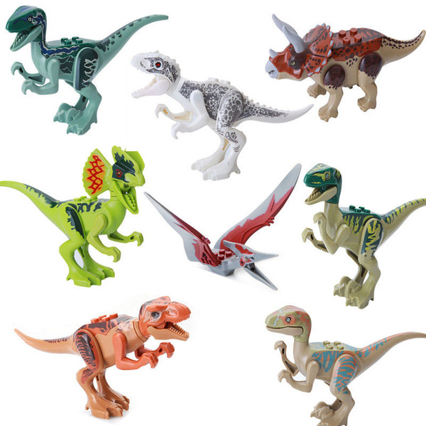 8pcs/lot Jurassic Dinosaur Figures Model Bricks Mini Figures Building Blocks Dinosaur Models Children Kids Toys Compatible 170313