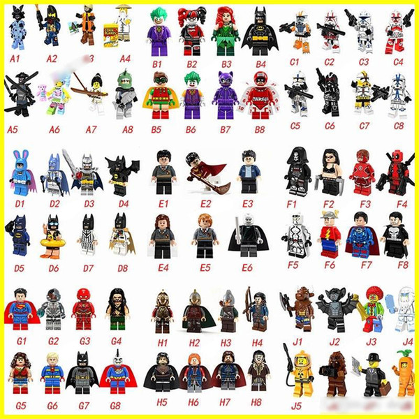 Hot 70 type Minifig Super Heroes Avengers Spiderman Space Wars Harry Potter Hobbit Figure Super Hero Mini Blocks Action FiguresToys