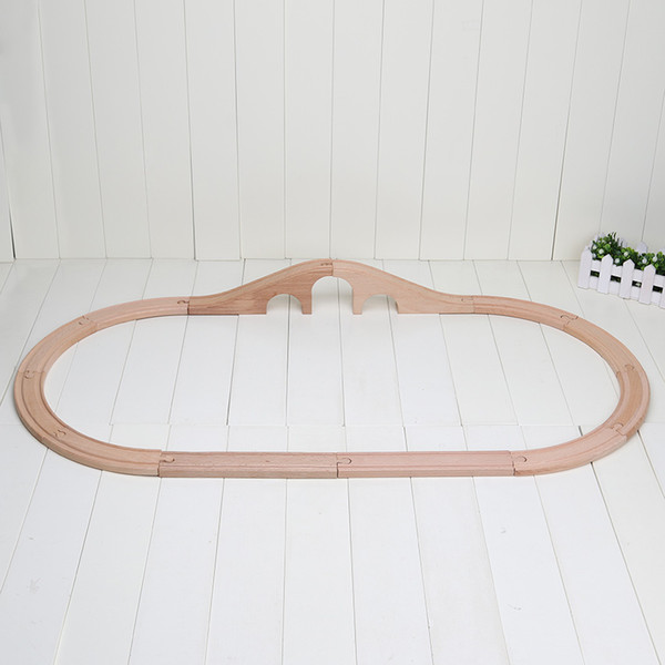 12pcs/set Train Wooden Track Railway 3 Hole Arch Bridge Track straight curved tracks 