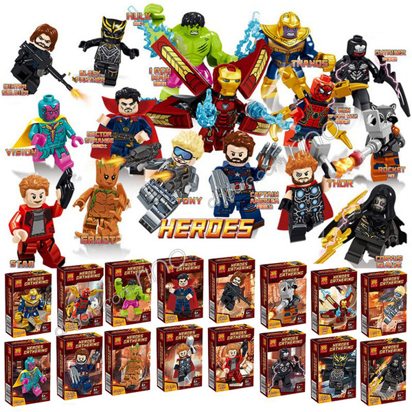 the Avengers building blocks Color Box Marvel kids toys gifts Thanos Captain Thor Hulk Iron Man Spider-Man Loki Ant-Man Groot Figures