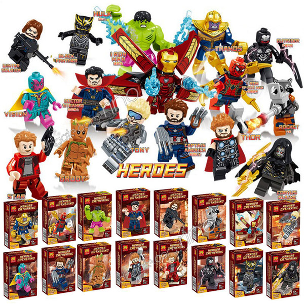 Marvel Avengers building blocks Color Box Thanos Captain Thor Hulk Iron Man Spider-Man Loki Ant-Man Star-Lord Groot Figures Toys Gifts