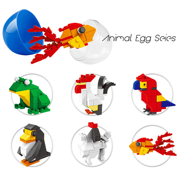 Building blocks Kids Mini Animals Surprise Twist Eggs Toys Dog Frog Goldfish Penguin Bricks Toys Birthday Party Gifts Wholesaler