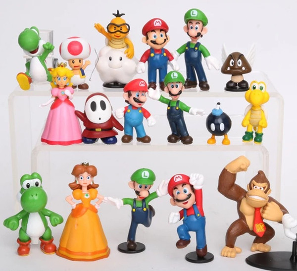 Super Mario mini figure dolls PVC dinosaur yoshi donkey kong Mushroom action figues game toys for children Christmas gift 100108