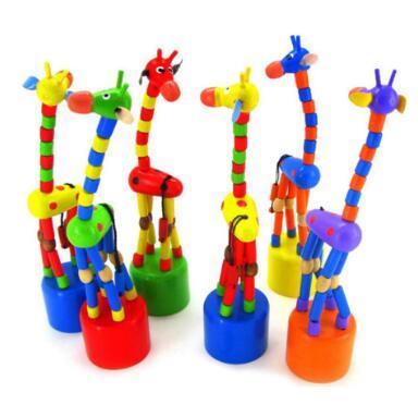 Kids Intelligence Toy Dancing Stand Colorful Rocking Giraffe Wooden toys Levert juguetes de madera for ChildernDropship