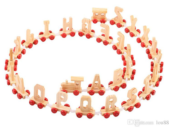 26pcs/set baby educational wooden toy 26 letters cognation train Wood Letter baby Toys Birthday Gift Wedding Decorations