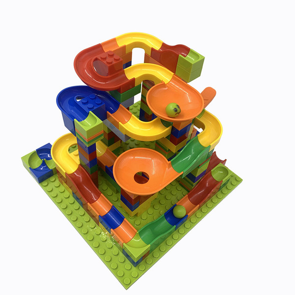 Small Particles Race Run Maze Balls Track Building Blocks Funnel slideway Building Block Brick Toy for children