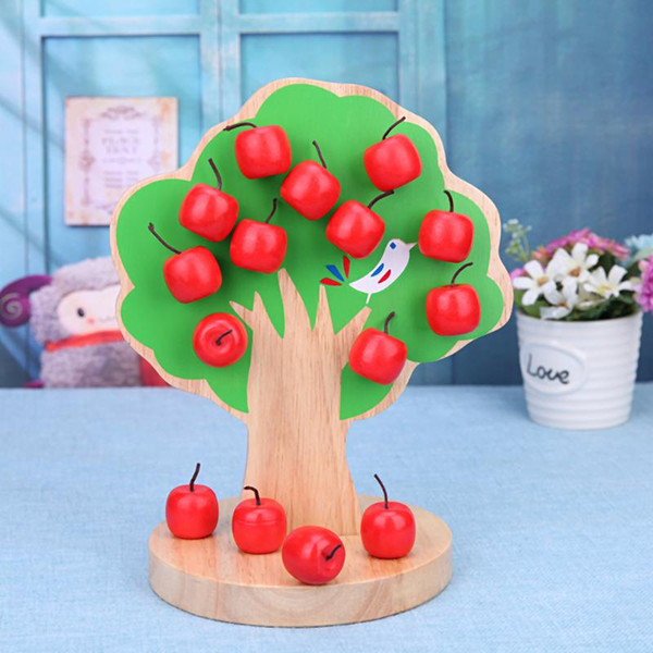 Model Building Block Wooden Magnetic Apple Tree Toy Learning Math Puzzle Kindergarten Teaching Aid Kids Early Educational Toy Gifts