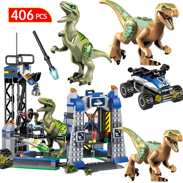 Jurassic World 2 Blocks Jurassic Park Dinosaur Transport Tyrannosaurus Rex Animal Bricks Toys For Children Gift