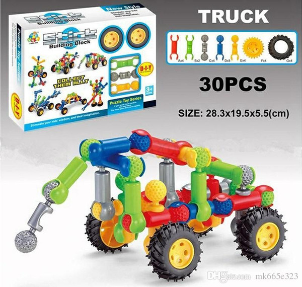 Stick Building Block Sets 30pcs Car Assembly & Disentanglement Block Puzzle Toy Ages 3+ Preschool Educational Kids Toys