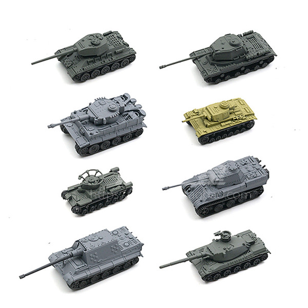 new 8pcs/set 1:144 World War II tank assembly model, tiger T34, tiger hunting tank scene, sand table model Y190530