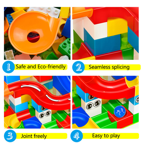 Marble Race Run Block Compatible Duploed Building Blocks Funnel DIY Bricks Toys For Children 74-296 PCS