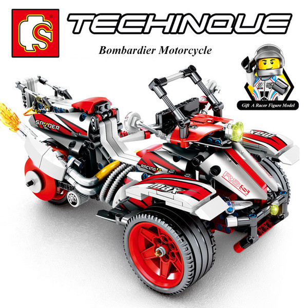 Hot Selling 511 Pieces Puzzle Block Assembly Model Toys Color Box Package Bombardier Motorcycle Model Blocks Building