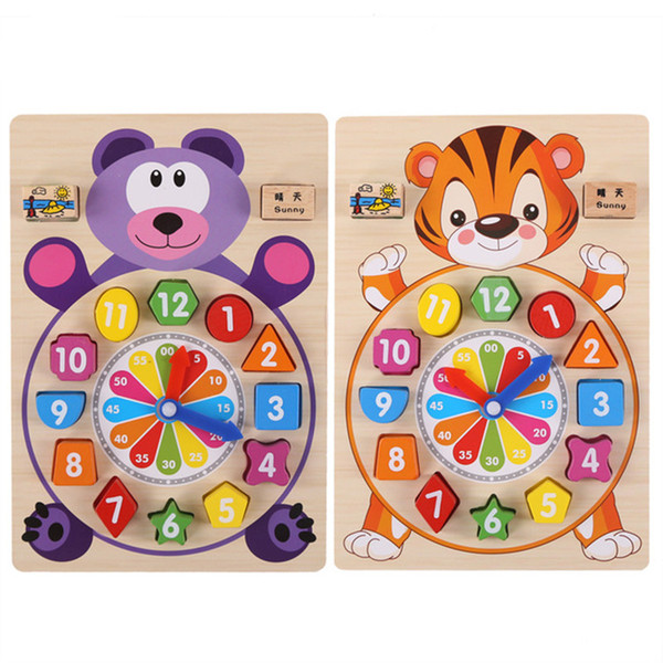 Baby Toys Wooden Block Clock Building Blocks Education Montessori Table Game Kids Toy for Children Teaching Gifts