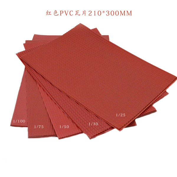 new 210x300mm architecture model matrials PVC tile roofs plastic scale 1/25-100 model pvc red sheet