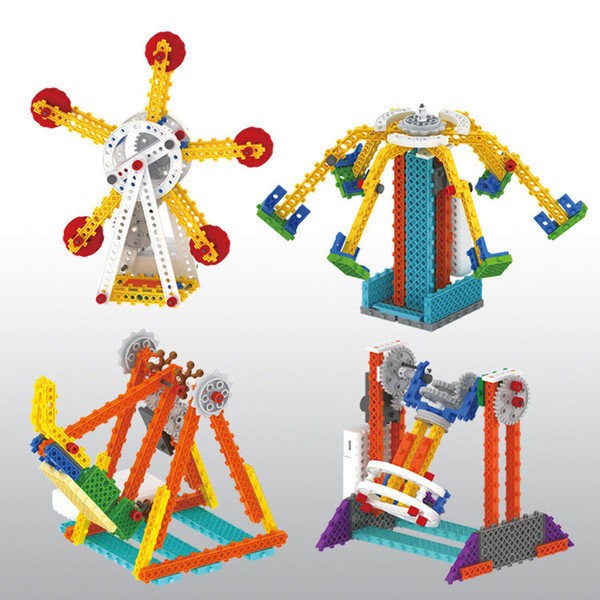 Electric Toys Pirate Ship Ferris Wheel Playground Building Blocks Educational Toys Kit For Children Gift Wholesale