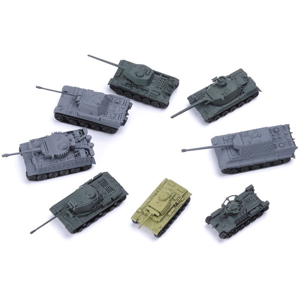 8pcs/set World War Ii Tank Assembly Model 3d Puzzle Tiger T34 Tiger Hunting Tank Scene Sand Table Model