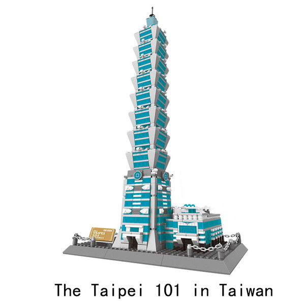 Diamond Blocks World Famous Architecture Taiwan Taipei 101 Mini 3D Model Building Blocks DIY Assembly Bricks Toys