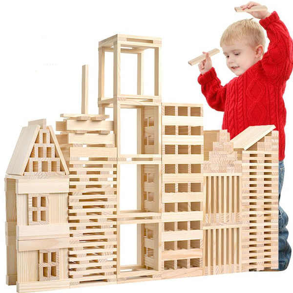 Montessori Kids Toy Baby Jenga Wood 100Pcs Blocks Building Learning Educational Preschool Training toy K0353