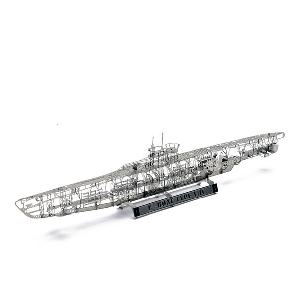 WW2 1:350 German U Submarine U-BOAT TYPE VIIC Fun 3d Metal Diy Miniature Model Kits Puzzle Toys Children Splicing Hobby Building SH190913