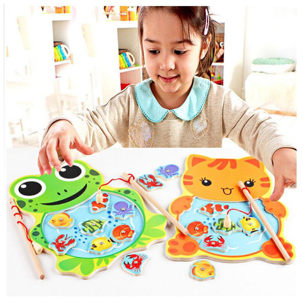 1 piece Baby Wooden Toys Magnetic Fishing Game Jigsaw Puzzle Board 3D Jigsaw Puzzle Children Education Toy for Children