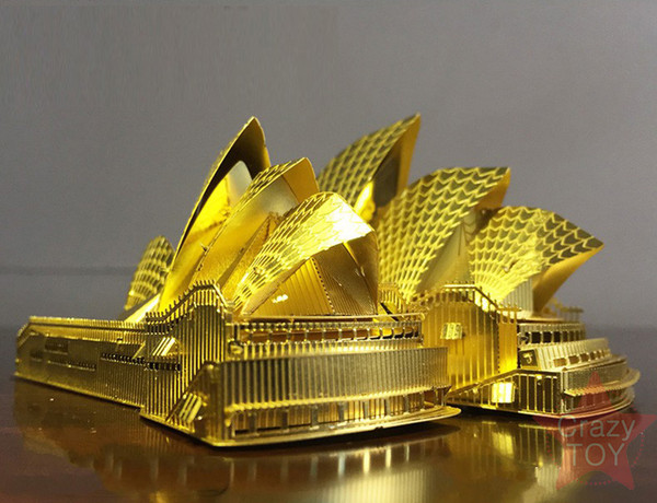 Building Block Bricks Kits Toys 3D Metal Puzzle Sydney Opera House Building Model Kits DIY 3D Laser Cut Assemble Building Jigsaw Toys