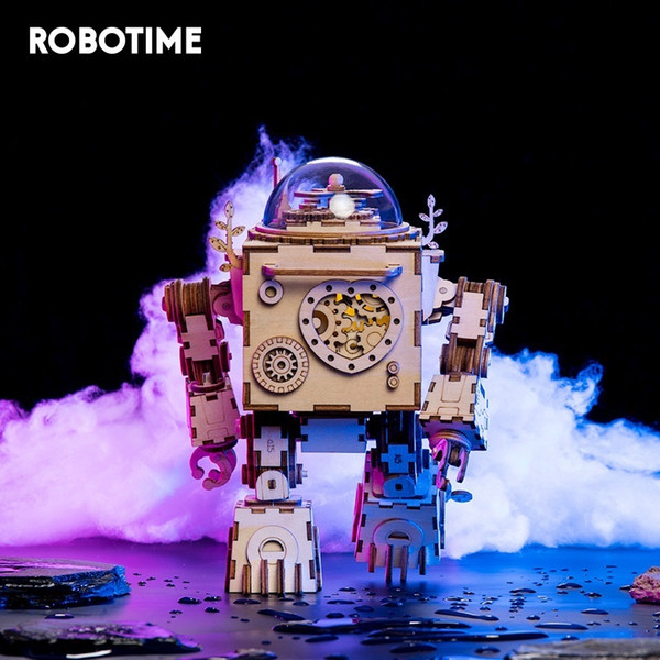 Robotime 5 Kinds Fan Rotatable Wooden DIY Steampunk Model Building Kits Assembly Toy Gift for Children Adult AM601 CJ191226