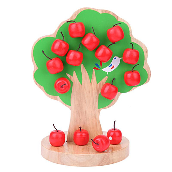 Building Block Wooden Magnetic Apple Tree Toy Learning Math Puzzle Kindergarten Teaching Aid Kids Early Educational Toy Gifts