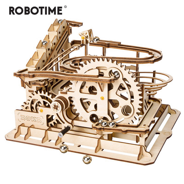 Robotime 4 Kinds Marble Run Game DIY Waterwheel Wooden Model Building Kits Assembly Toy Gift for Children Adult dropshipping CJ191226