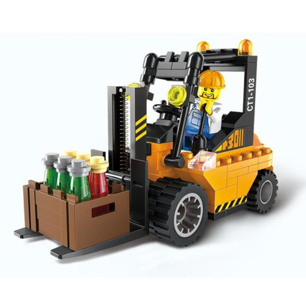 Super Cool!! 115pcs/set Forklift Trucks Assembly Building Blocks Kits Children Educational Puzzle Toys Kids Birthday Gifts