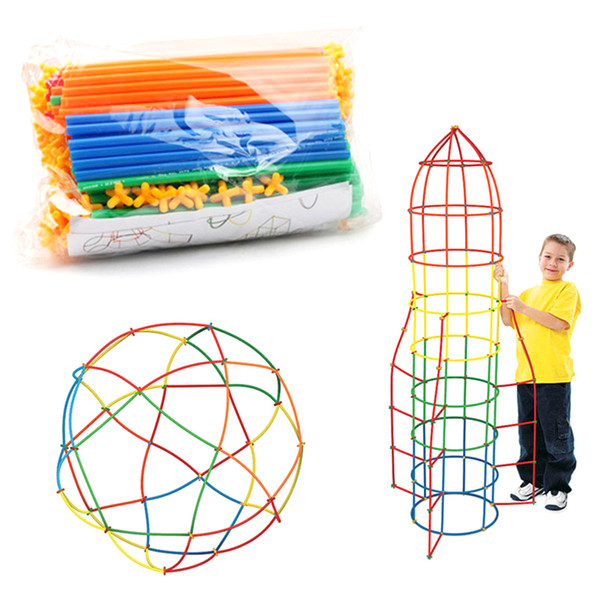 100/200/400pcs 4D Straws Toy Baby Puzzle Prajita Children's Block Toys Pipette Stitching Assembly Straw Educational Building Toy