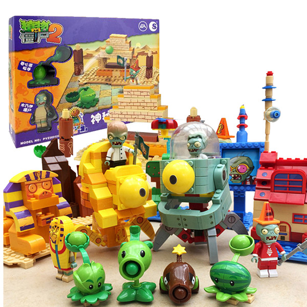 Building Blocks Minifigures Action hot game Plants vs Zombies PVZ can luach Kids Christmas hoilday Gift DIY Toys 6 Modle choose