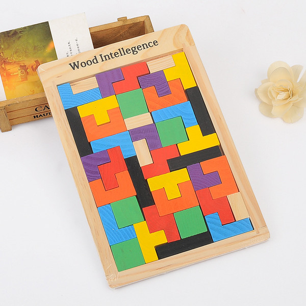 2017 Colorful Wooden Tangram Brain Teaser Puzzle Toys Tetris Game Preschool Magination Intellectual Educational Kid Toy Gift